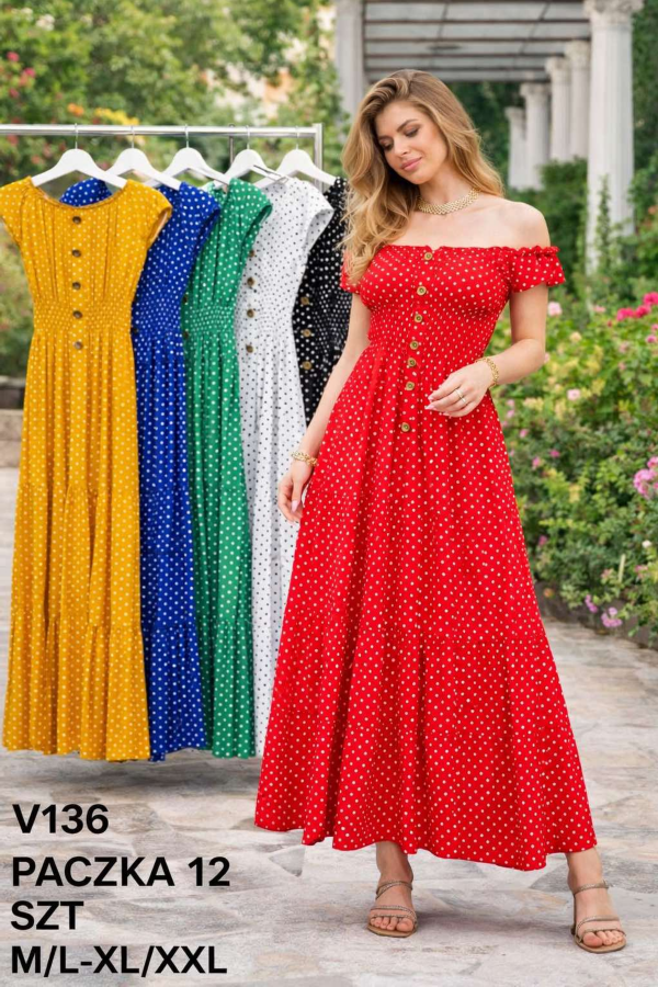 Sukienki damskie Roz M-2XL,  Mix Kolor .Paczka 12 szt 1